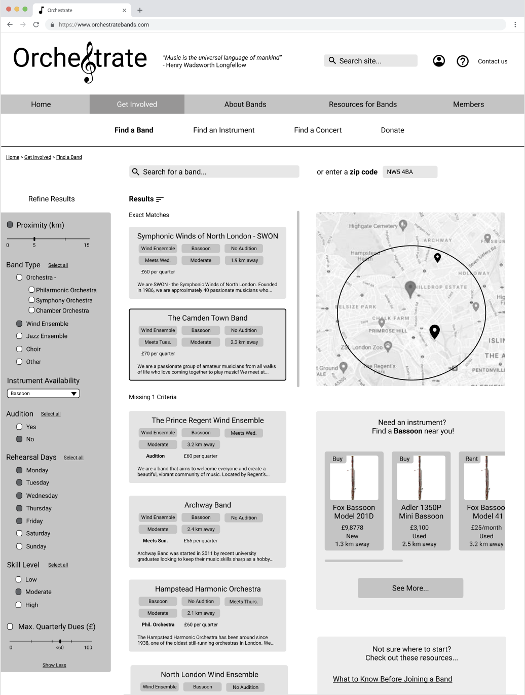 Information architecture wireframe